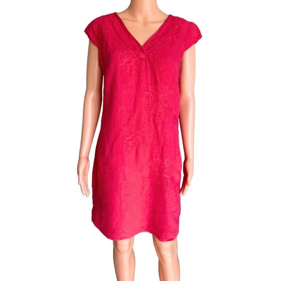 Linea Tomei Italy Women’s Linen Embroidered Shift Dress - Picture 1 of 6